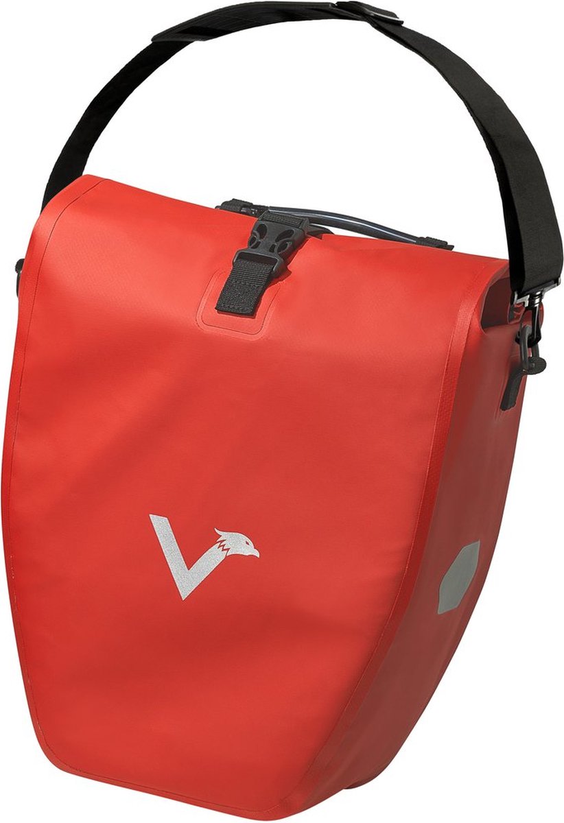 Grote en waterdichte bagagedragertas - ValkBasic - Rood - 20L capaciteit - Fietstas voor bagagedrager met reflectoren