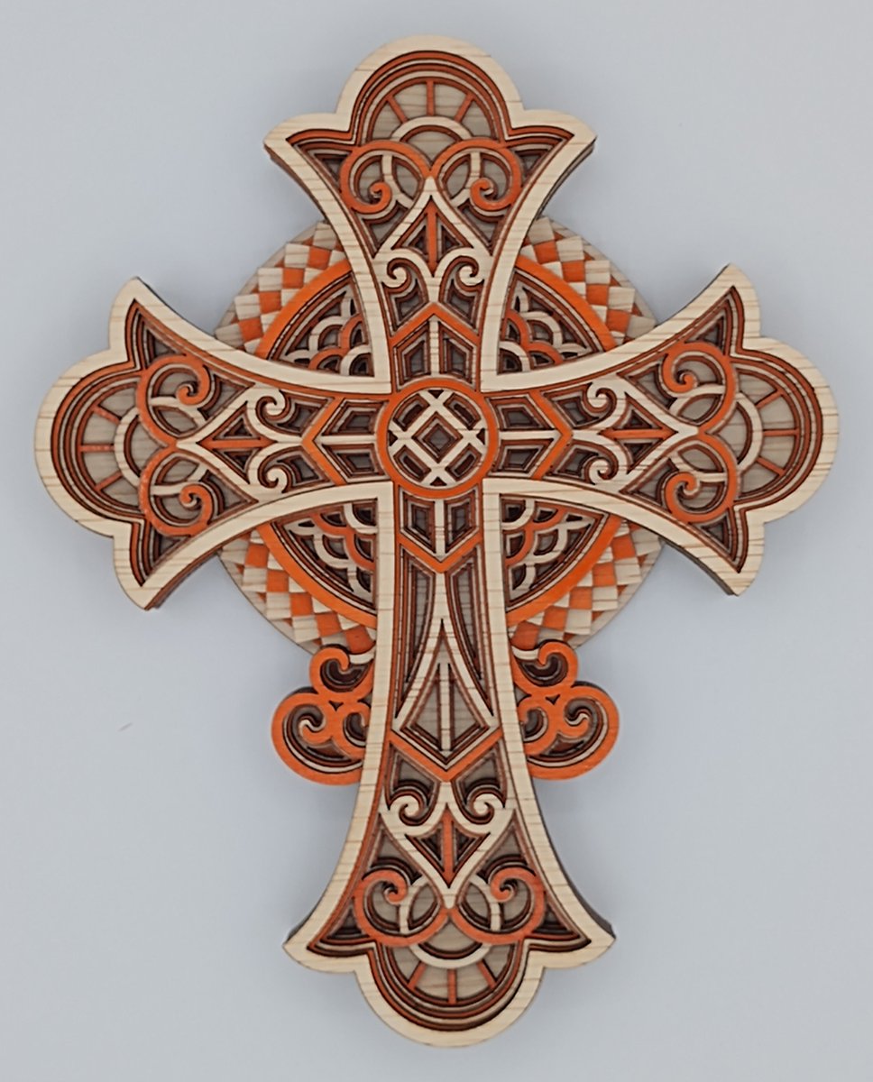 Handgemaakte duurzame 3D-gelaagde Kruis Mandala Klein Oranje