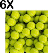 BWK Textiele Placemat - Tennis Ballen op een Hoop - Set van 6 Placemats - 40x40 cm - Polyester Stof - Afneembaar