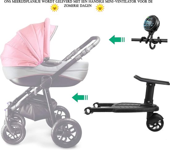 HeppieBabie Universeel Meerijdplankje Deluxe - Met Zitje - Voor