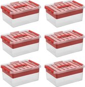 Sunware - Q-line opbergbox met inzet 15L rood - Set van 6
