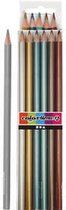 Colortime kleurpotloden, metallic kleuren, L: 17,45 cm, vulling 3 mm, 6 stuk/ 1 doos