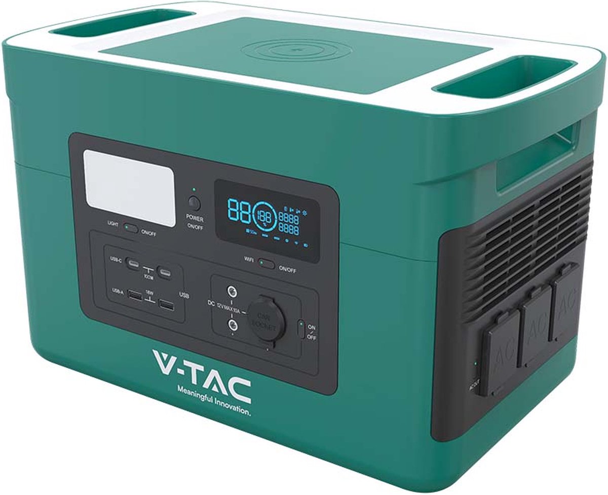 V-tac VT-1001N Power station 1000W - draagbaar en oplaadbare generator - 22.4V - 46.9 Ah LiFePO4