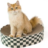Kattenkrabplanken, 2 in 1 ovale kattenkrabplanken Bowl Nest, gegolfde lounge krabplank voor kattenbed, kattenkrabmeubel voor bank & tapijten & banken (43x33x10cm)