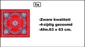 Zakdoek rood met bloemen motief - zware kwaliteit - 63cmx63cm