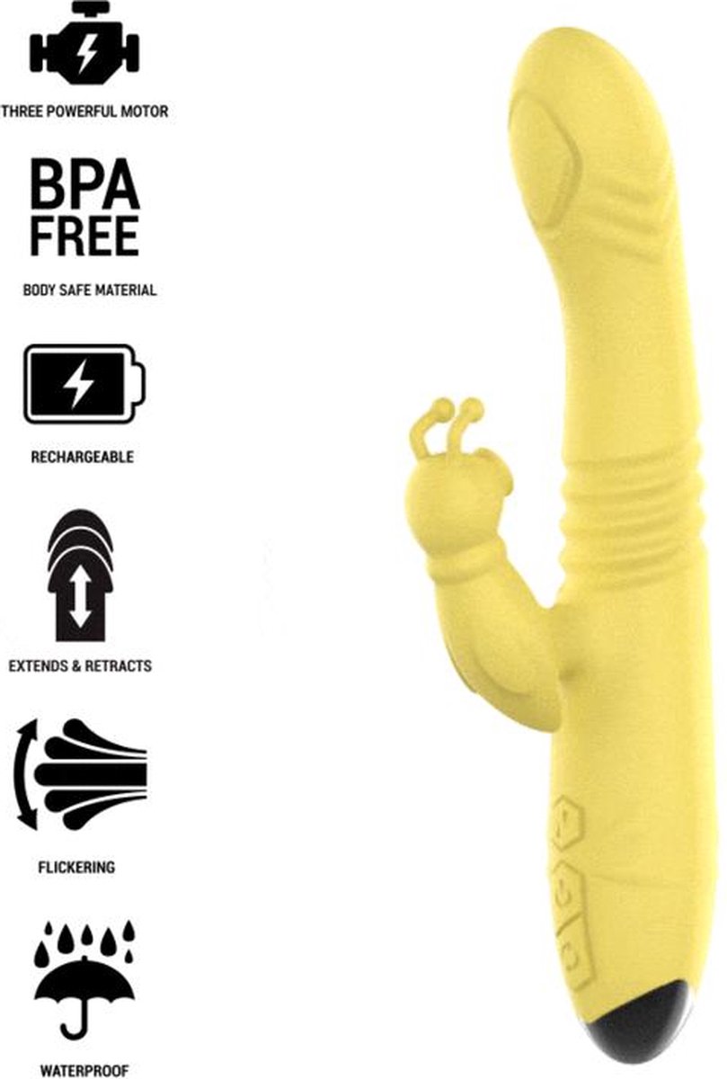 INTENSE FUN | Intense - Iggy Multifunction Rechargeable Vibrator Up and Down With Clitoral Stimulator Yellow