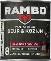 Rambo Pantserlak Deur & Kozijn Hoogglans Dekkend - Goed Reinigbaar - Klassiekrood - 0.75L