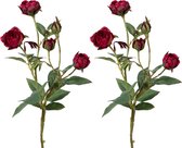 Viv! Home Luxuries Roos mini - 2 stuks - zijden bloem - rood paars - 44cm