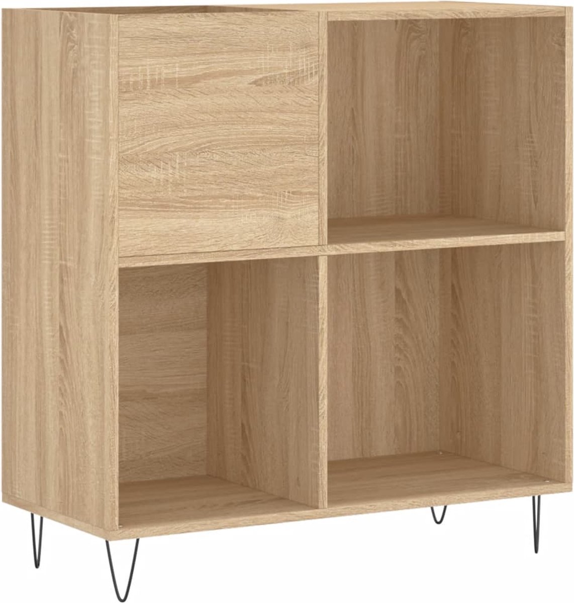 vidaXL - Platenkast - 84,5x38x89 - cm - bewerkt - hout - sonoma - eikenkleurig
