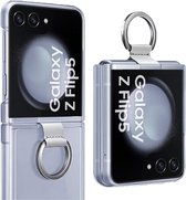 Hoesje geschikt voor Samsung Galaxy Z Flip 5 – Shock Proof Case – Ring voor Grip - Cover Transparant