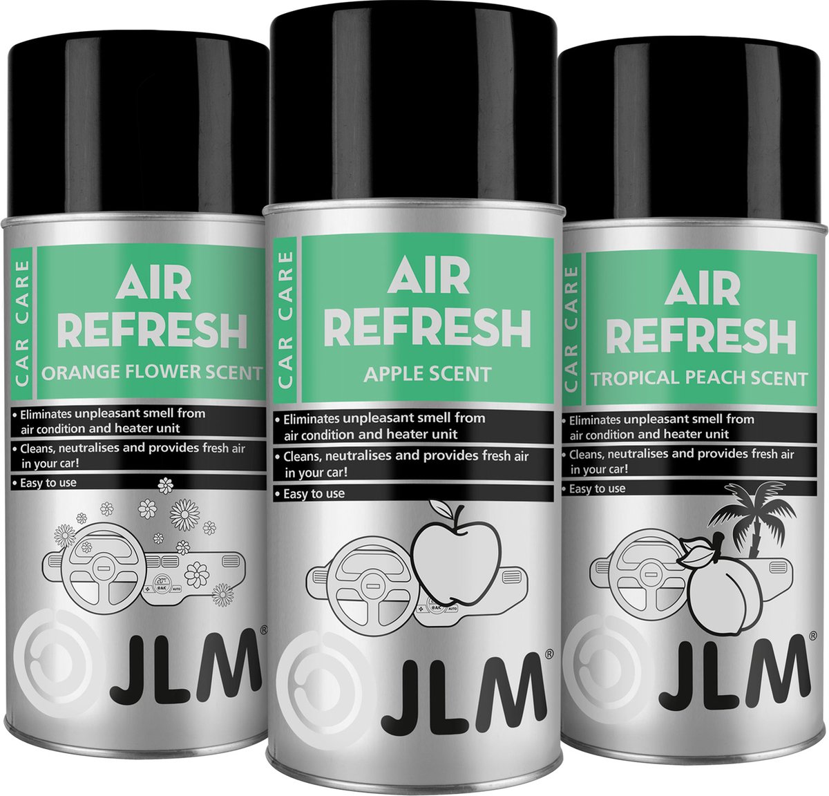 JLM Luchtverfrisser 3pack ( 3 geuren, apple, tropical peach, orange flower )