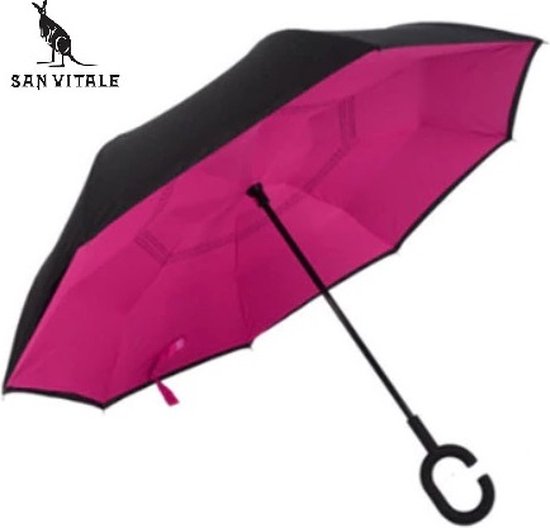 San Vitale® - Unieke reversible Windproof Paraplu - Fuchsia/Paars