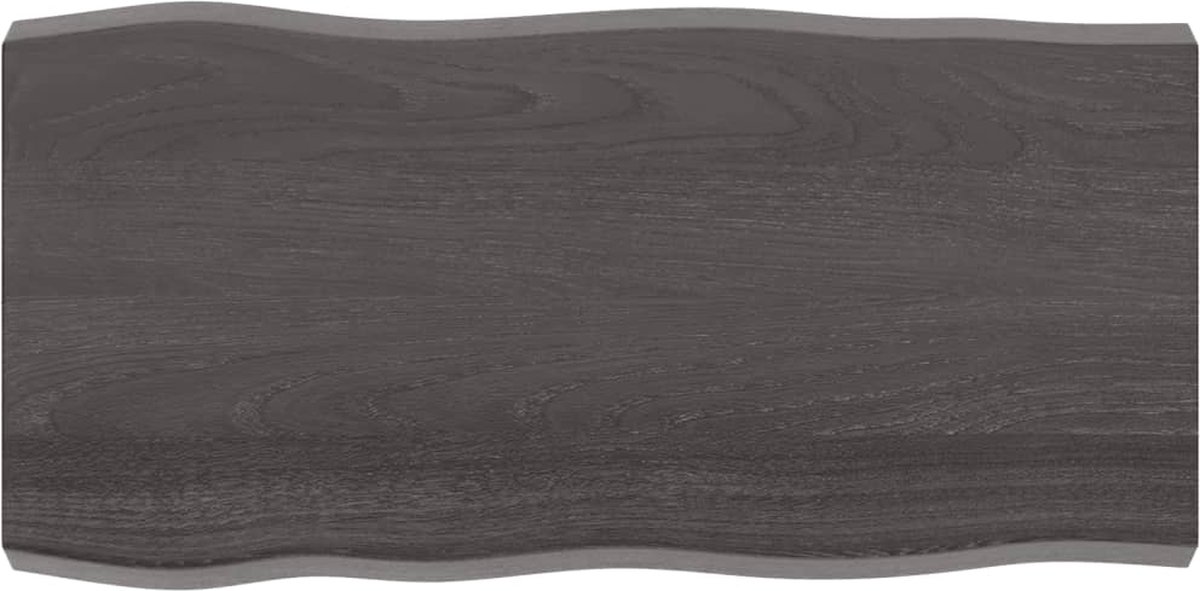 vidaXL Tafelblad - natuurlijke - rand - 100x50x(2-6)cm - eikenhout - donkerbruin