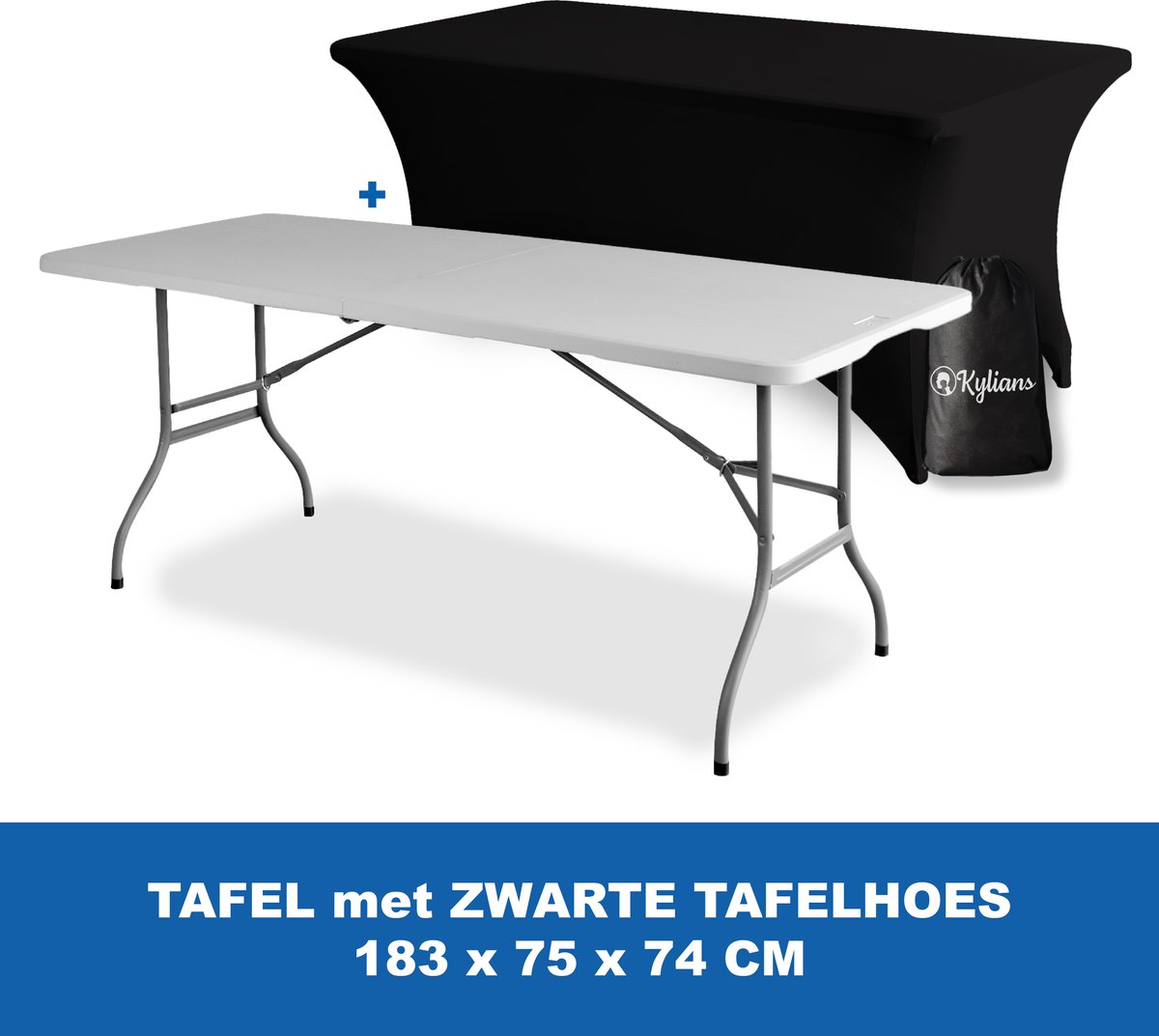 Tavolo Da Giardino Pieghevole KZ GARDEN, 180 X 75 X 74 Cm, Bianco, Struttura In Acciaio E Piano In Polipropilene, Per Campeggio E Ricevimenti