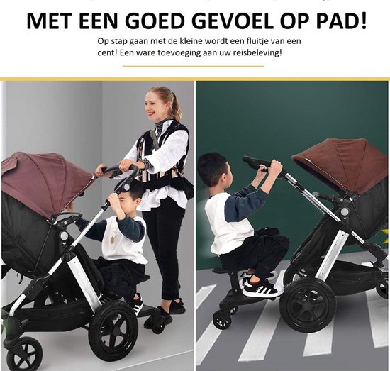 ADSafety Meerijdplankje Universeel - Voor Kinderwagen/Buggy - Met Zitje - Onderweg - Verstelbaar - Zwart van ADSafety — afbeelding 3