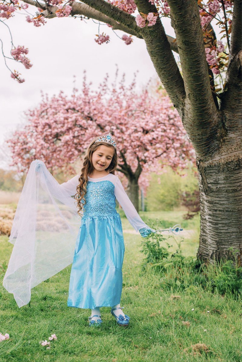 Het Betere Merk prinsessenjurk meisje - 98/104 - inclusief tiara - verkleedkleding meisje - Elsa kleed — afbeelding 8