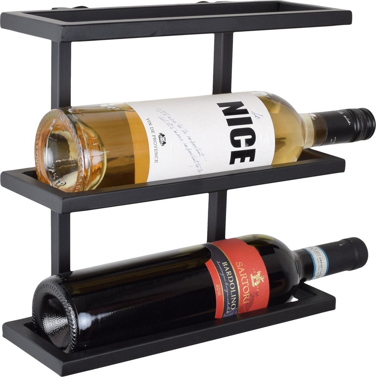 LOFT42 Pinot Wandwijnrek - 3 flessen - Metaal - Zwart - 26x27x11