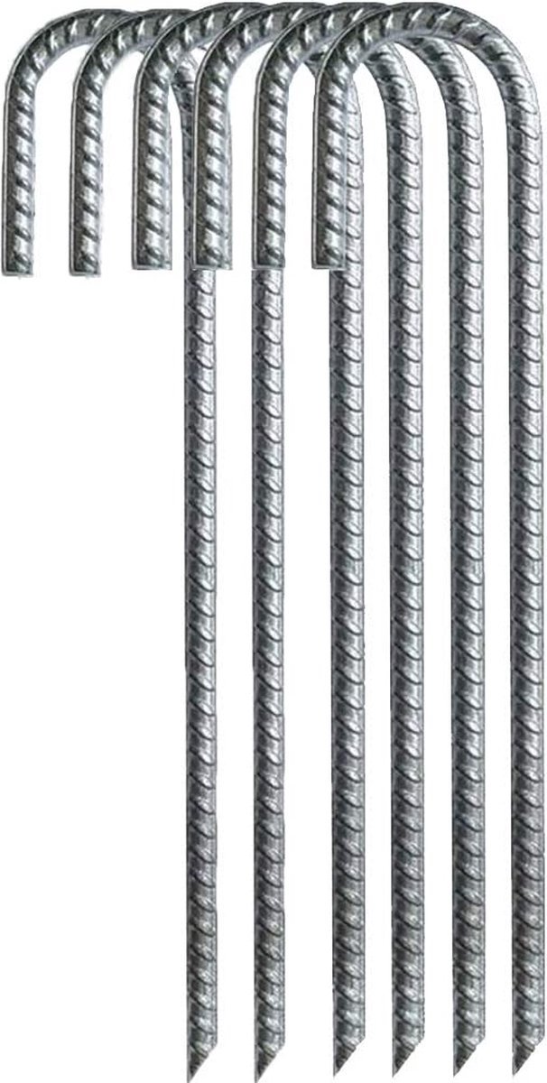 Stormharing Grondpen | Extra Dik | XXL | 6 Stuks | Ø16 x 380mm / 40mm | Stalen Staaf | Tentharing