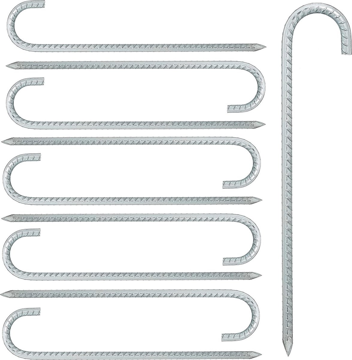 Stormharing Grondpen | XXL | 10 Stuks | Ø12 x 380mm / 40mm | Stalen Staaf | Tentharing