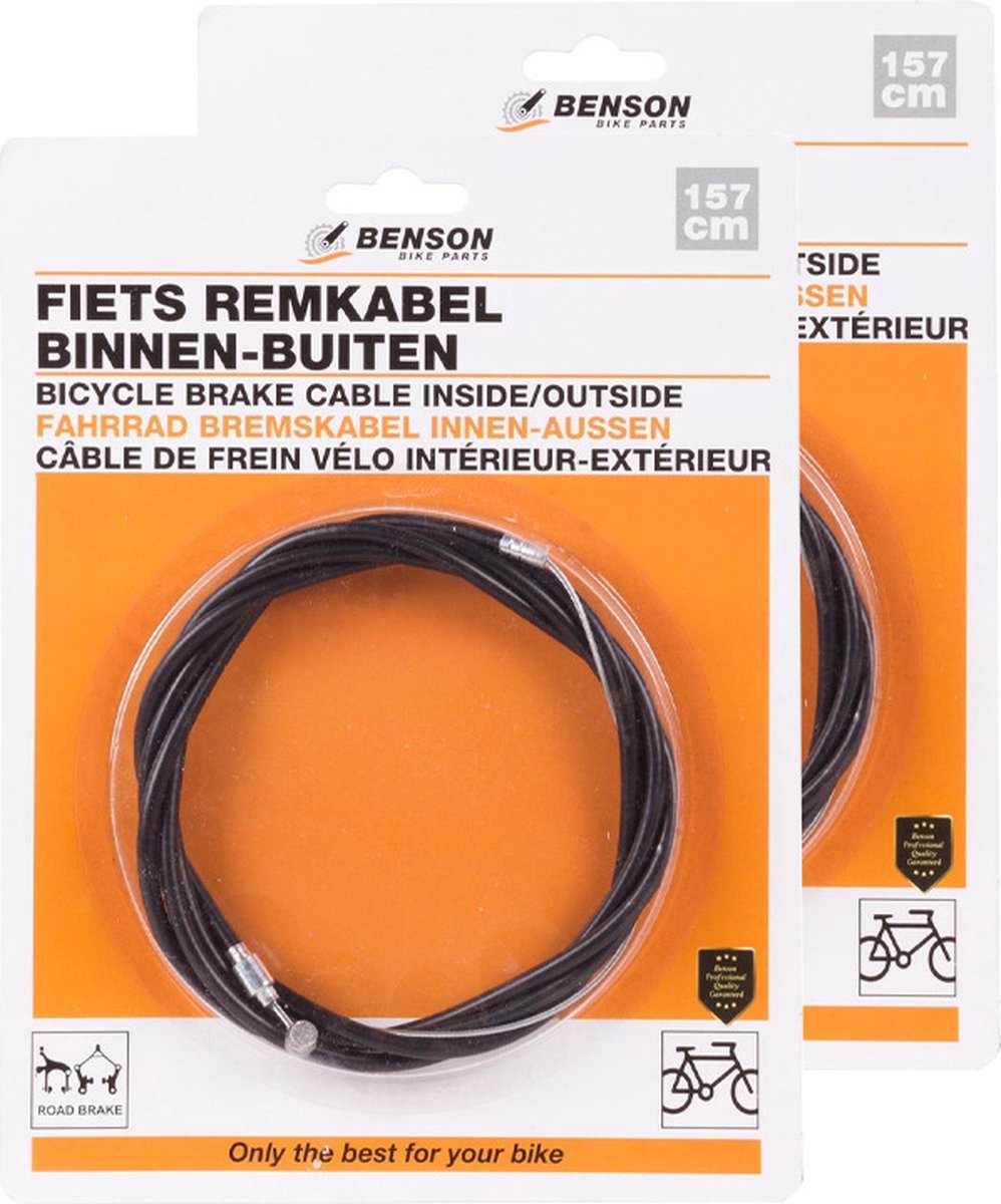 Benson fiets remkabel volledig - 2x - binnen/buiten kabel - 157 cm - zwart - universeel