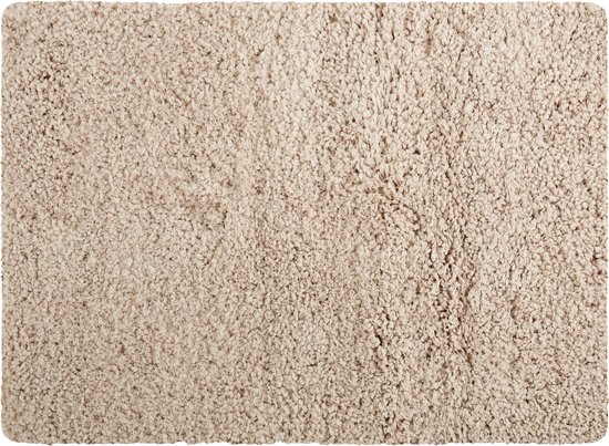 MSV Badkamerkleedje/badmat tapijt - voor de vloer - beige - 50 x 70 cm - Microfibre - langharig