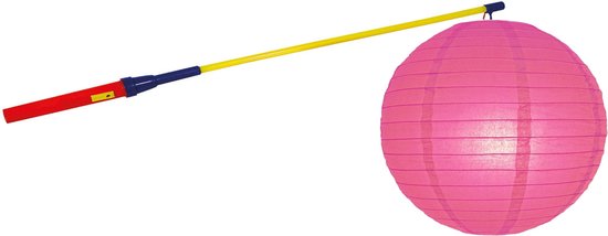 Lampionstokje 50 cm - met lampion - fuchsia roze - D25 cm - Sint Maarten — afbeelding 2