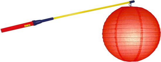 Lampionstokje 50 cm - met lampion - rood - D25 cm - Sint Maarten — afbeelding 2