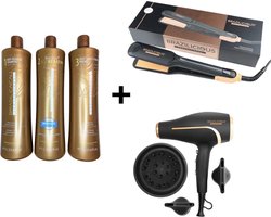 Cadiveu Brasil Cacau Ecokeratin +Titanium & Gold 48K Therapy 250 º +Brazilicious Vulcano TherapyHaardroger