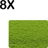 BWK Stevige Placemat - Groen Gras - Set van 8 Placemats - 35x25 cm - 1 mm dik Polystyreen - Afneembaar