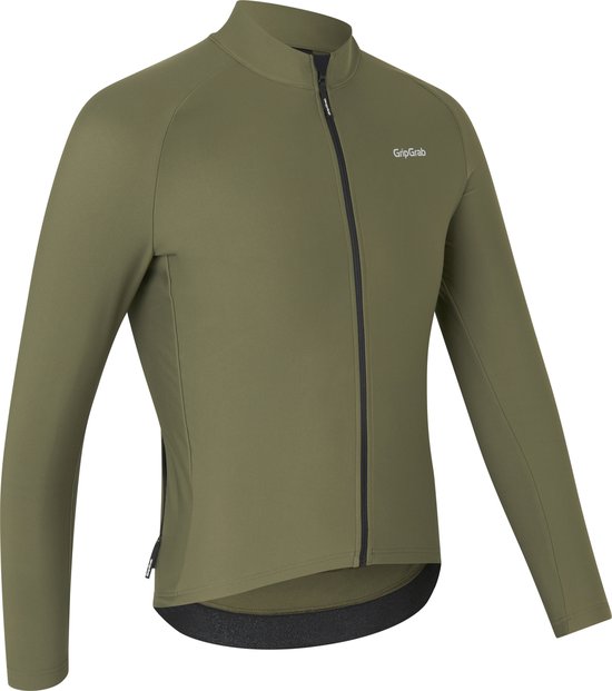 GripGrab - ThermaPace Thermo Fietsshirt Lange Mouwen Lente Herfst Wielrenshirt Cycling Jersey - Olijf Groen - Heren - Maat XL