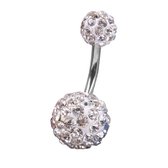 Fako Bijoux® - Navelpiercing - Disco Dots Duo - 8mm - Wit