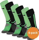 Xtreme Snowboard Sokken - Multi Green - Maat 42/45 6 paar Snowboardsokken - Verstevigde Hiel, Kuit en Scheenbeen - Extra Ventilerend - Naadloze teen