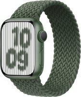Braided Nylon Solo Loop Groen band maat S/M - Geschikt voor Apple Watch 38mm - 40mm - 41mm - Verstelbare stretchy elastische gevlochten smartwatchband armband zonder gesp - Voor iWatch Series 9/8/7/6/SE/5/4/3/2/1 kleine modellen