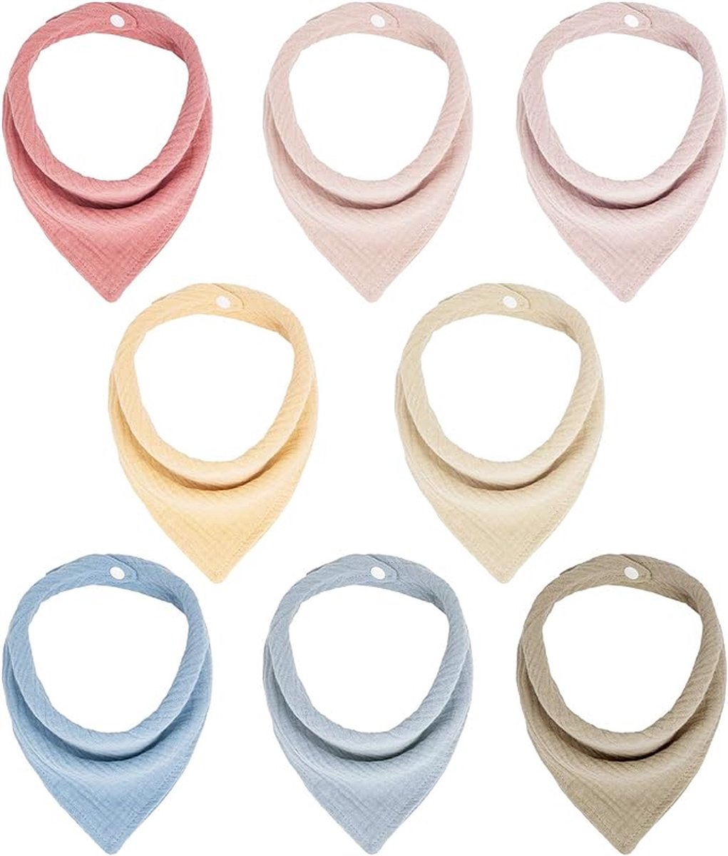 Goedkoopste Baby driehoekig sjaalslab, zachte en absorberende mousseline neksjaals, kwijlslab met 4 verstelbare drukknopen, multifunctioneel kwijlslab voor unisex, jongens, meisjes, pasgeborenen, peuters