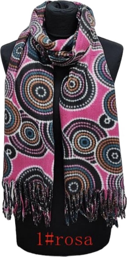 Dames warme sjaal met print herfst/winter SQ23-2 180x70CM 1# roze