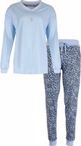 IRPYD1302B Irresistible Dames Pyjama – Blauwe panter print - 100% Gekamde Katoen. - Maat XL