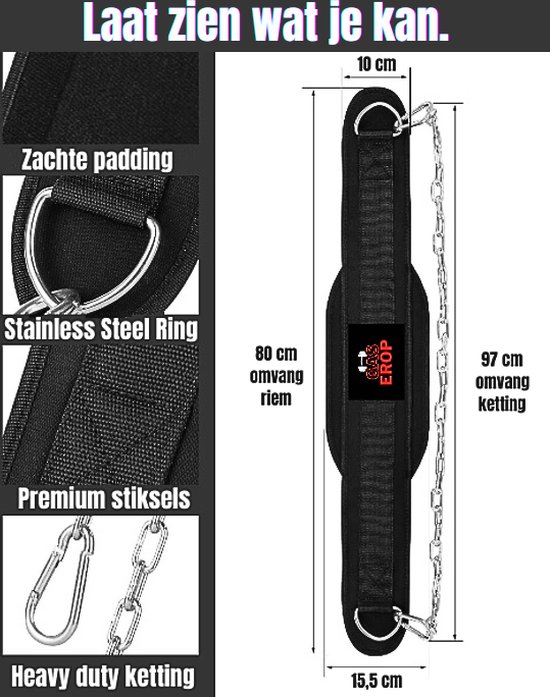 GAS EROP Dip Belt Powerlift Riem Weight Belt Fitness Riem