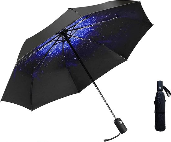 BOTC Stormparaplu Opvouwbaar met Beschermhoes - 100CM - Starry sky - Grote Paraplu - Automatisch Uitklapbaar - Zwart