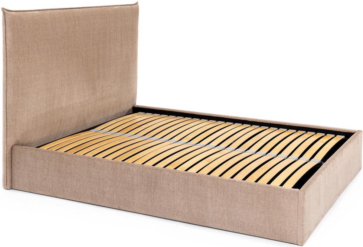 PASCAL MORABITO Bed met opbergruimte 140 x 200 cm - Velours - Beige - SORYO - van Pascal Morabito L 160 cm x H 125 cm x D 214 cm