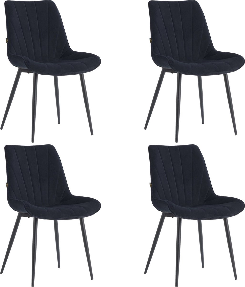 Colenis® - Lesedi Eetkamerstoel - Set Van 4 - Zwart - Velvet
