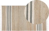 MIRZA - Modern vloerkleed - Beige/Grijs - 80 x 150 cm - Jute