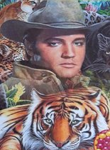Denza - Diamond painting Elvis Presley met leeuw 40 x 50 cm volledige bedrukking ronde steentjes direct leverbaar - the king