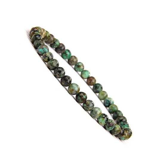 Bixorp Gems Afrikaanse Turkoois Edelstenen Armband 4mm kralen - Gepolijste Edelsteen Kralenarmband - 20cm