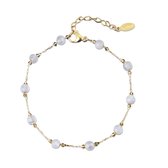 Kasey - Bergkristal Armband - 19 cm + 2 cm verstelbaar - Goudkleurig - Edelsteen Armband - Natuursteen Kralen Armband - Armband Dames