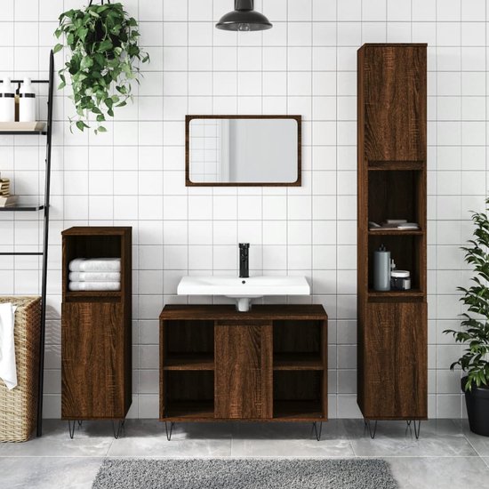 Badkamerkast 30x30x130 cm spaanplaat sonoma