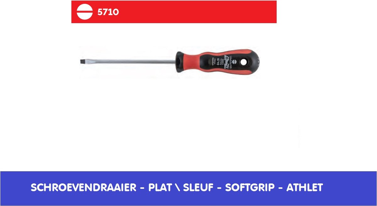 SCHROEVENDRAAIER 3 X 75 MM - SOFTGRIP - PLAT / SLEUF - ATHLET - PROF DUITSE KWALITEIT