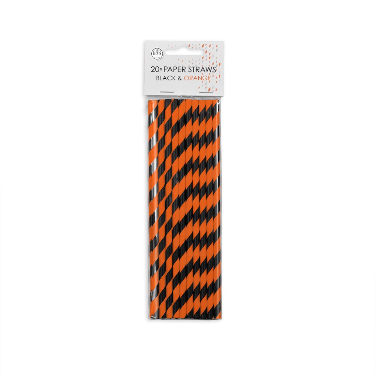 Wefiesta - Papieren Rietjes 20 stuks gestreept zwart/oranje