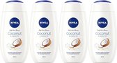 NIVEA Douche Crème Care & Coconut - Zijdezacht & Kokosgeur - Extra Verzorging Voor De Huid - 4x250ml