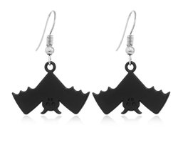 Plux Fashion Hangende Vleermuis Oorbellen - Zwart - 4cm - Metaal - Heren - Dames - Sieraden - Zwarte Oorbellen - Oorhangers - HipHop oorbellen - Sieraden Cadeau - Luxe Style - Duurzame Kwaliteit - Halloween - Oktoberfeest - Halloween kostuum