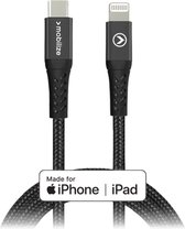 Mobilize Nylon USB-C naar Apple Lightning Kabel MFI 1 Meter - Zwart